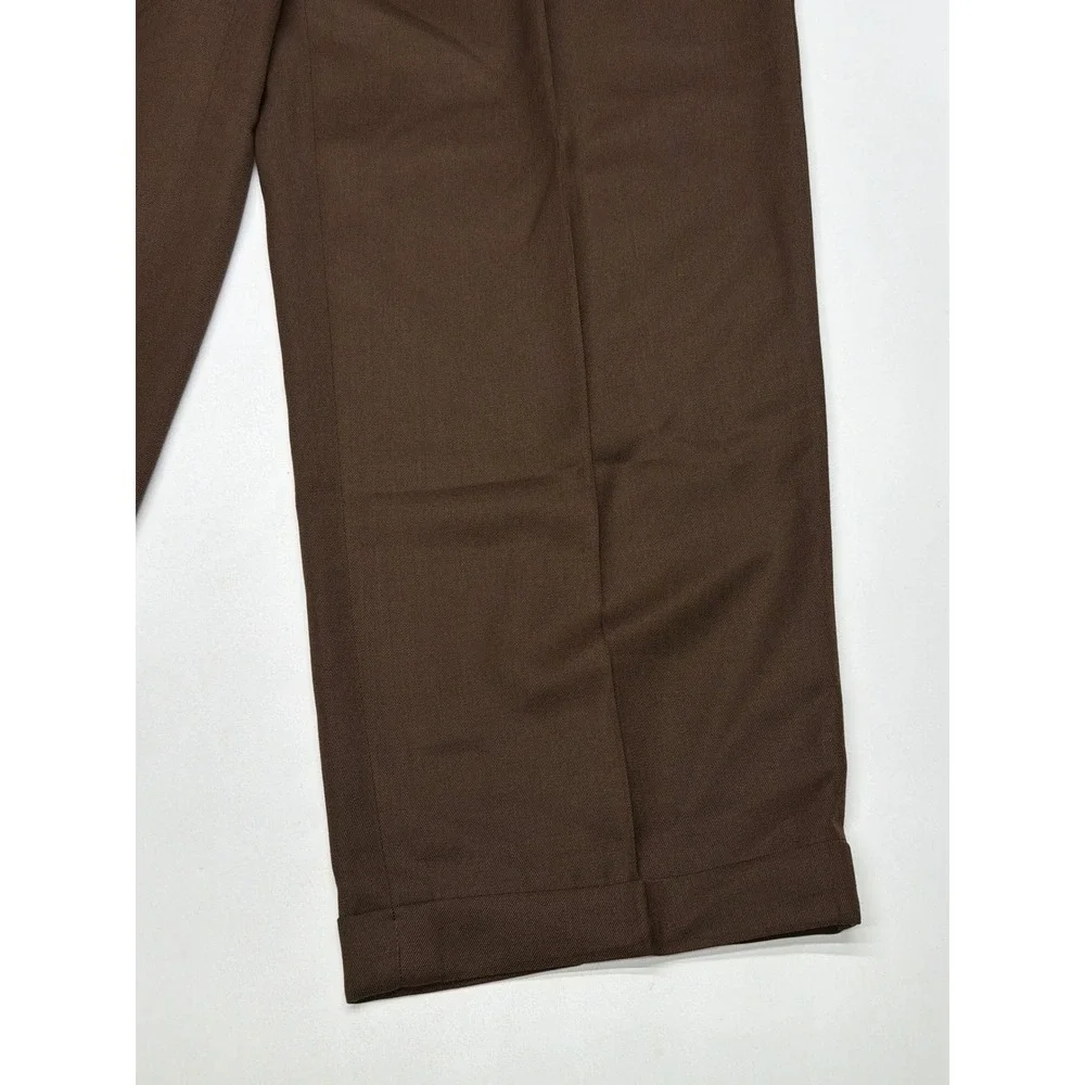 Monsieur by Givenchy Vintage Brown Double Pleated Cuffed Dress‎ Pants Mens 36R